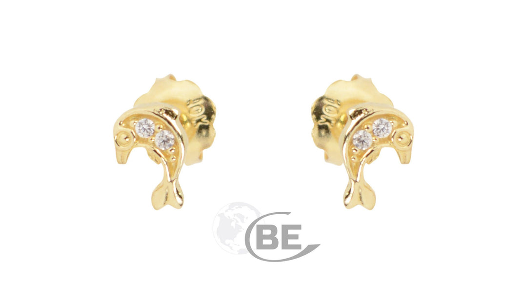 10K Dolphin Baby Screw Back Earrings