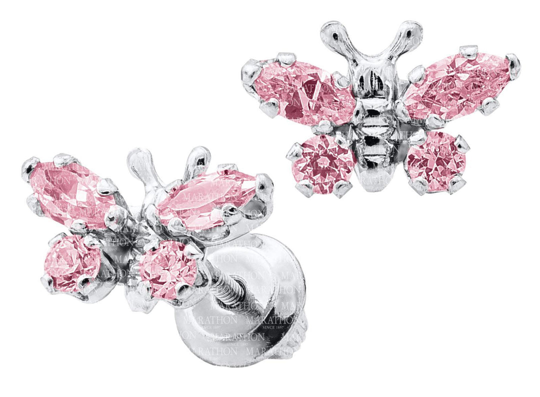 Sterling Silver Screw Back Butterfly Earrings