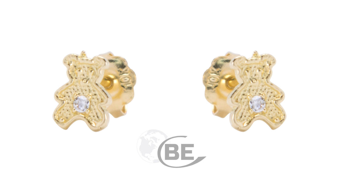 10K Teddy Bear Baby Screw Back Earrings