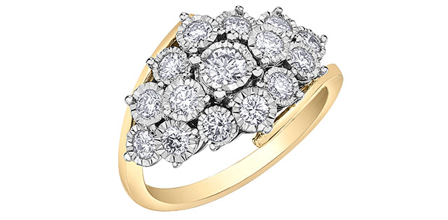 10K yellow & white gold Diamond ring, 1.00tdw
