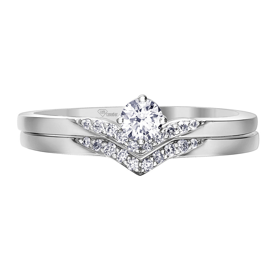 10K White Gold Canadian Diamond Engagement Ring, 0.20TDW
