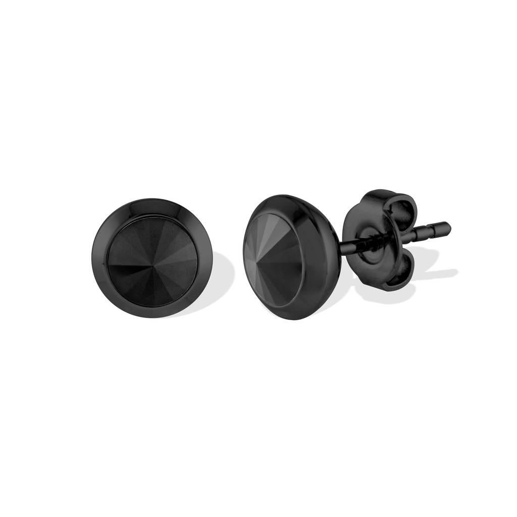 Black Solitaire Stud Earrings