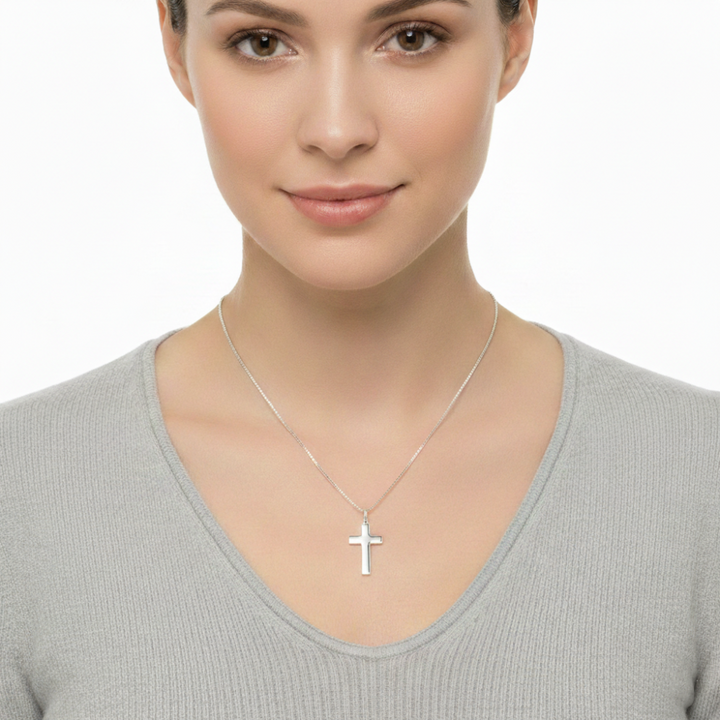 Square Polished Cross Pendant