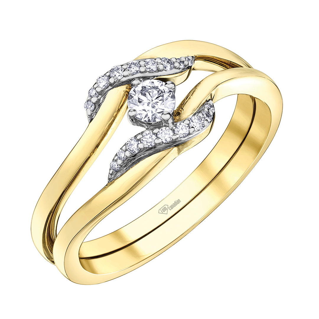 10 Karat Cont Engagement Ring, 0.15 CT Center