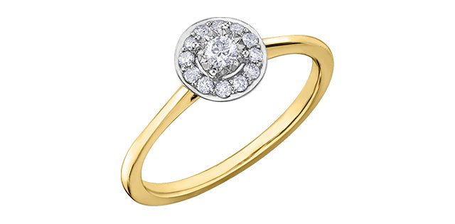 10k Halo Engagement Ring,