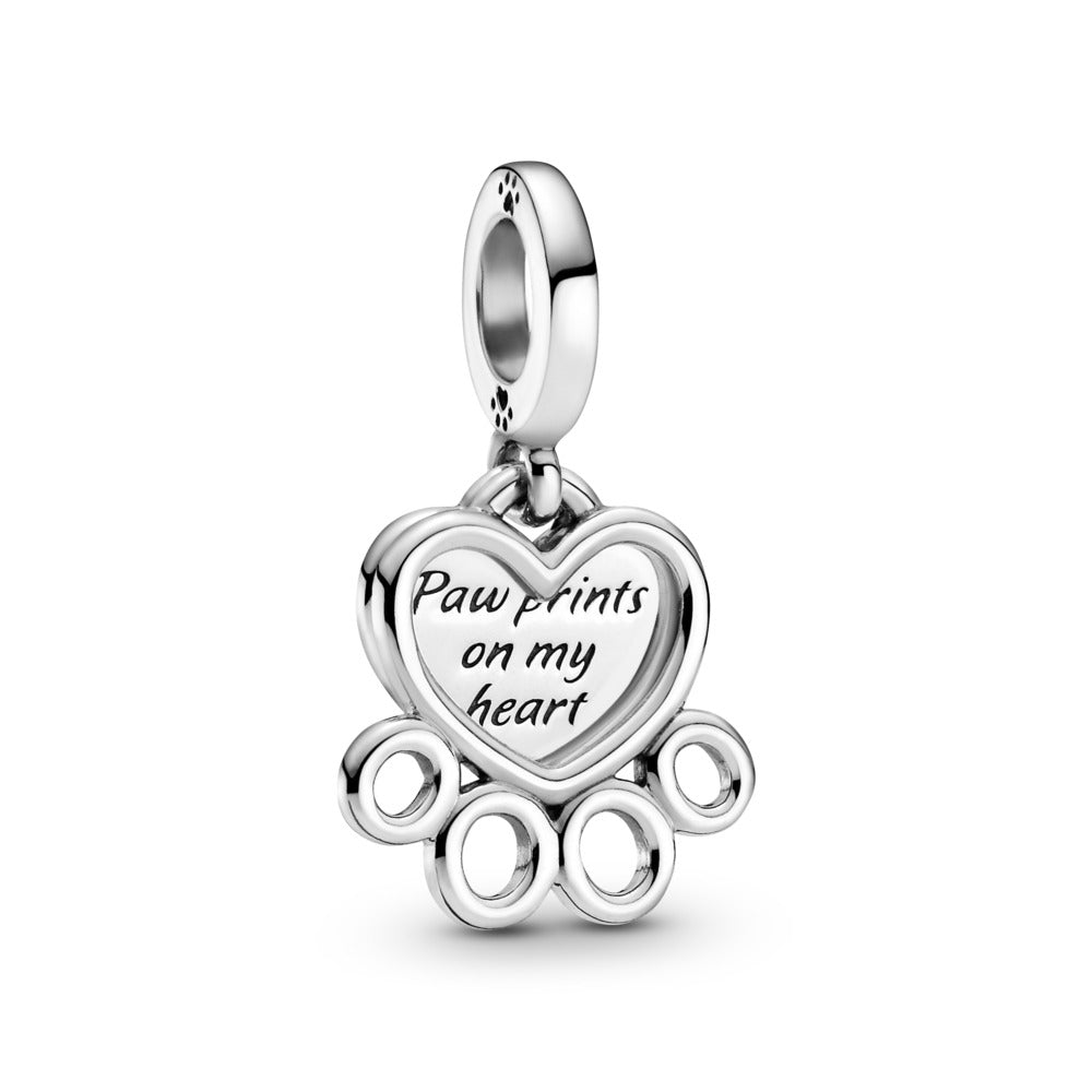 Pandora Hearts & Paw Print Dangle Charm