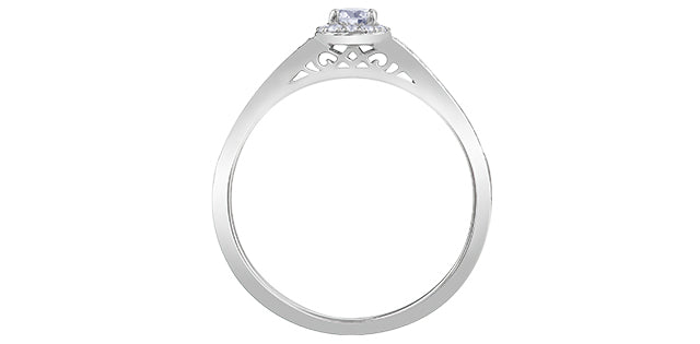 10 Karat Halo Engagement Ring, 0.15 CT Center