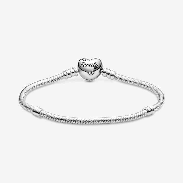 Pandora Moments Family Tree Heart Clasp Snake Chain Bracelet, 7.5"