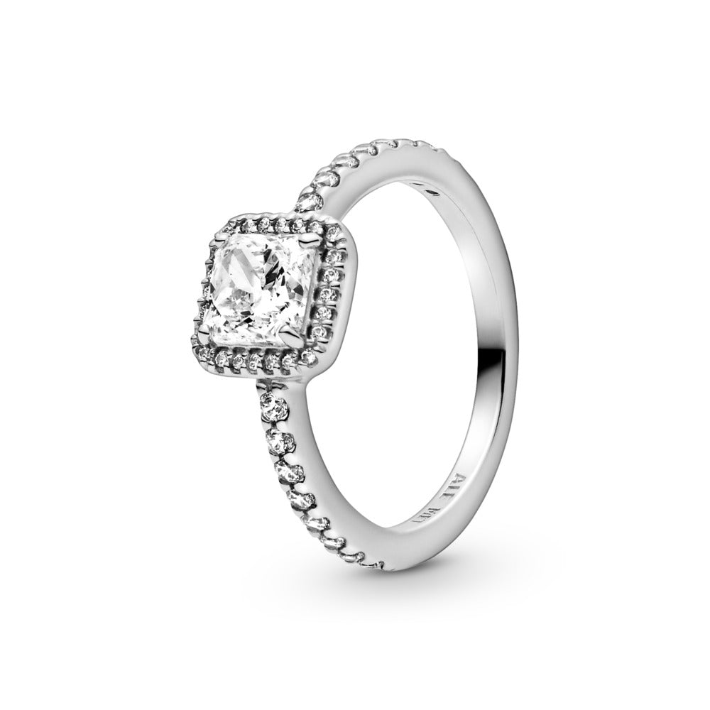 Square Sparkle Halo Ring, size 4.5
