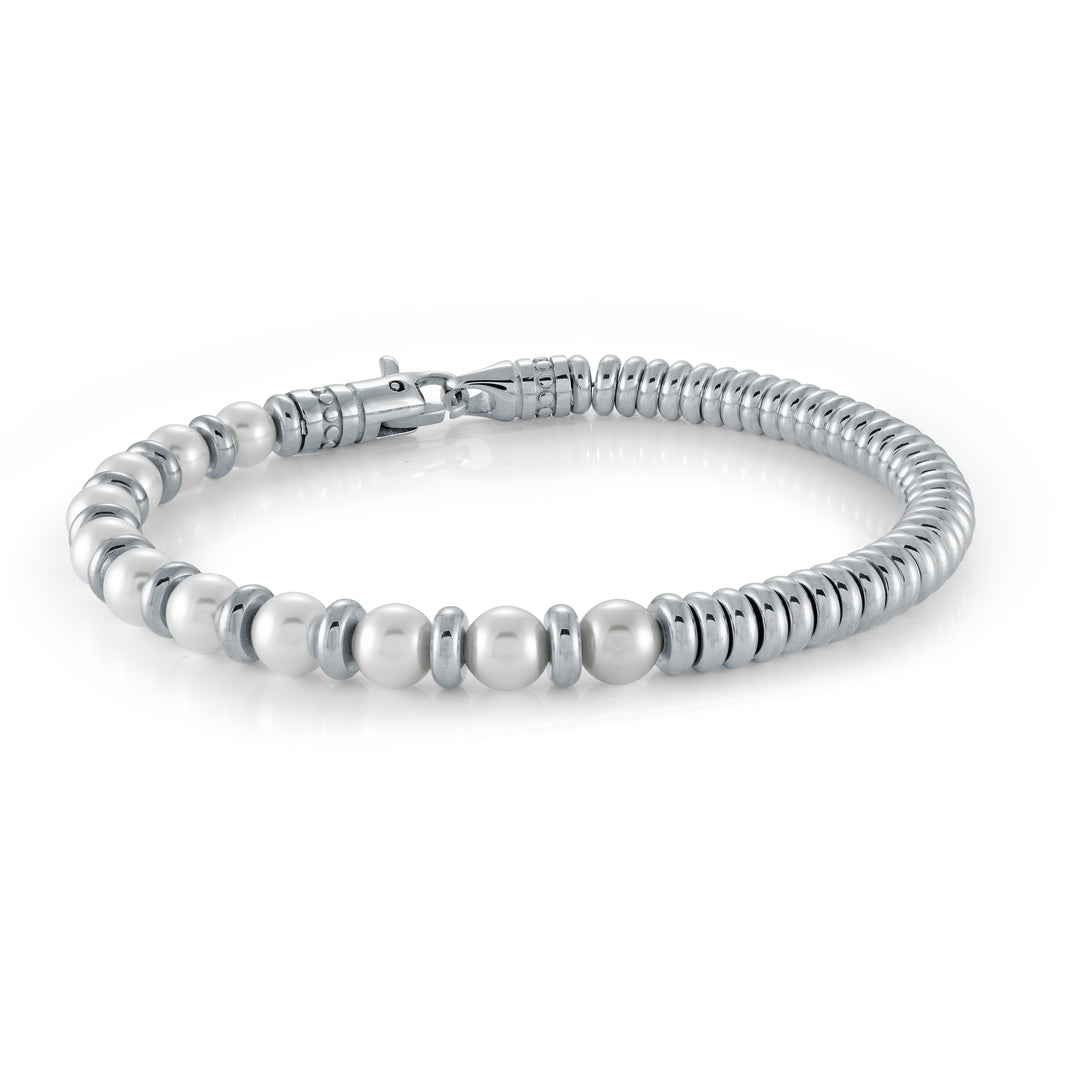 Stainless Steel Swarovski Pearls Bracelet.