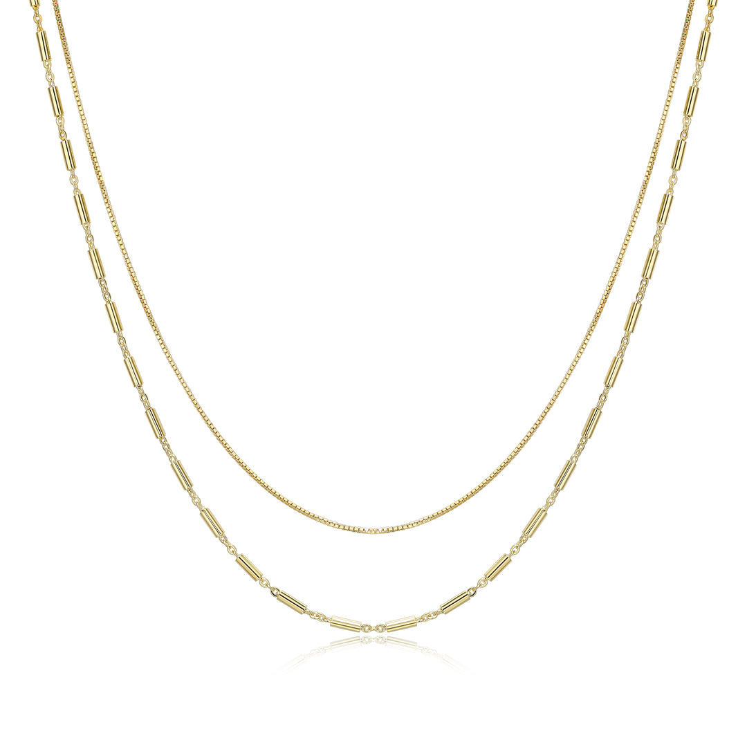 Reign 18K Gold Plated Layered Necklace, 18"