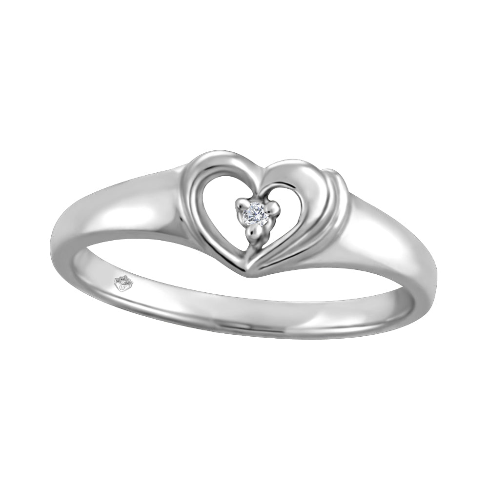 10K Diamond Heart Ring; 0.01TCW