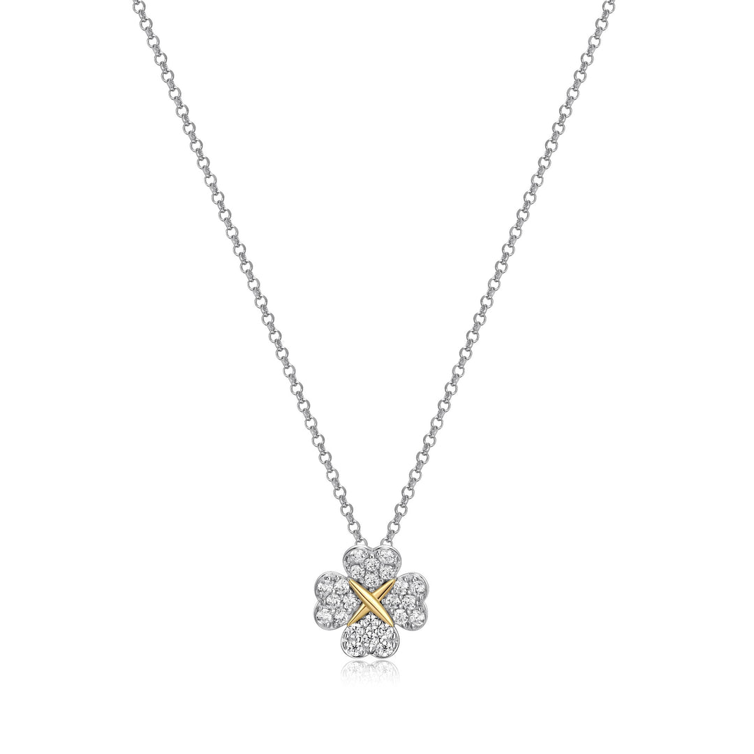 Sterling Silver Flower Necklace, 19 "