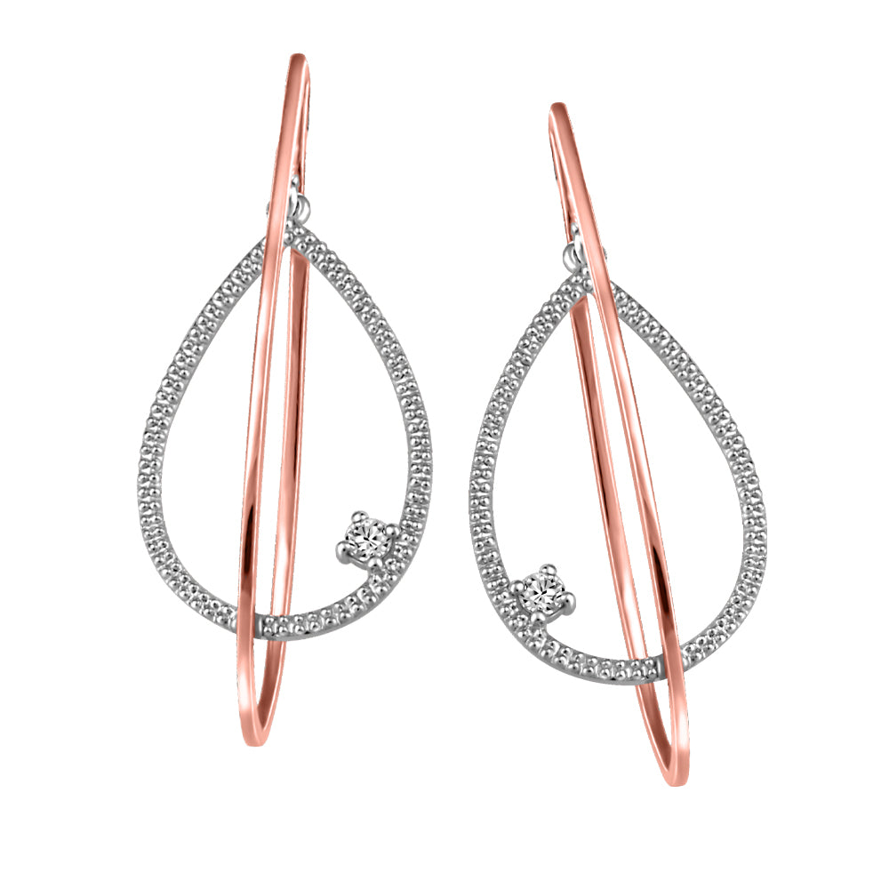 10K Two-Tone Double Hoop Dangle Earrings