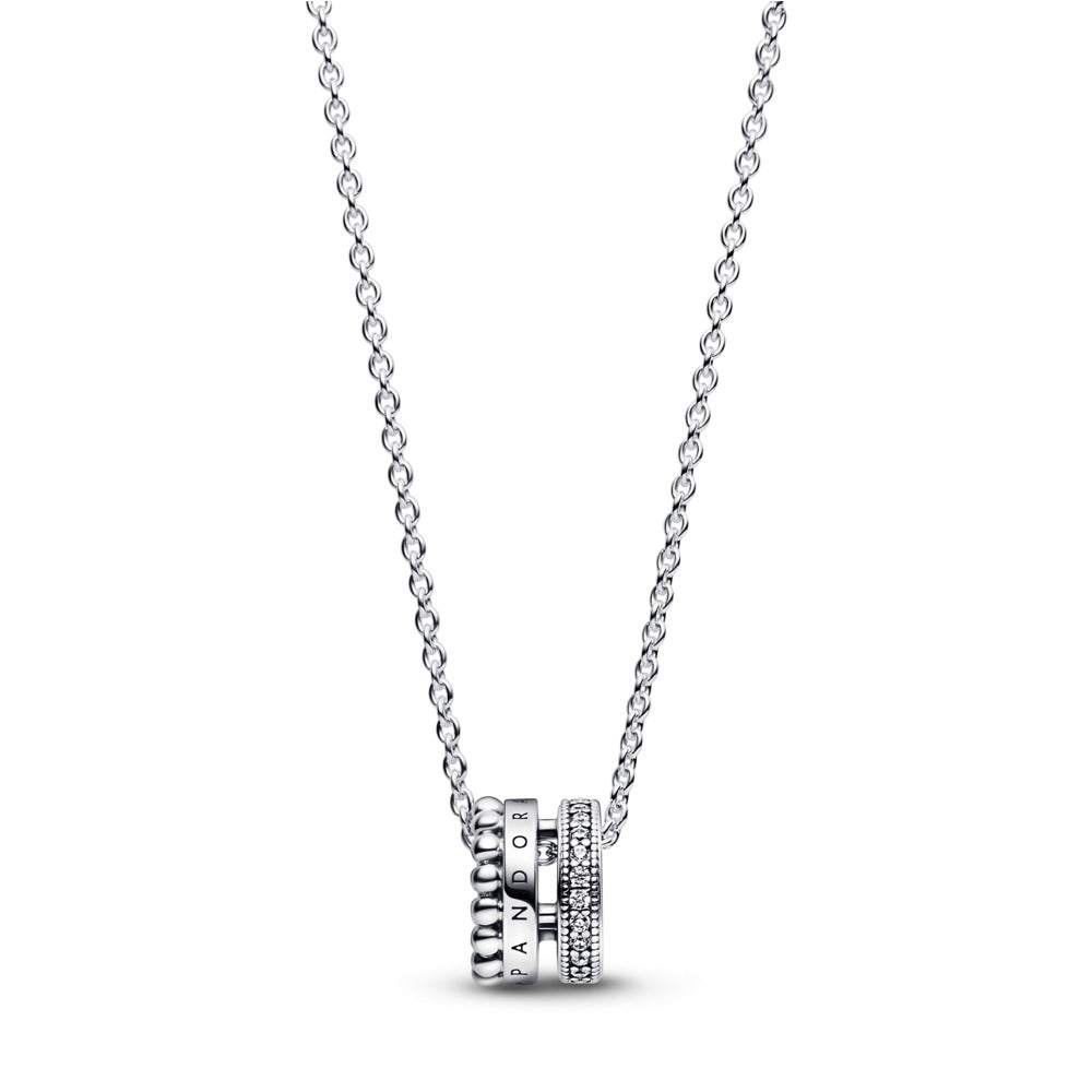 Pandora Signature Logo Pavé & Beads Pendant & Necklace, 17.7"