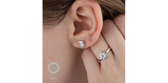 Emerald Cut Lab Grown Diamond Picture Frame Earrings, 0.46TDW