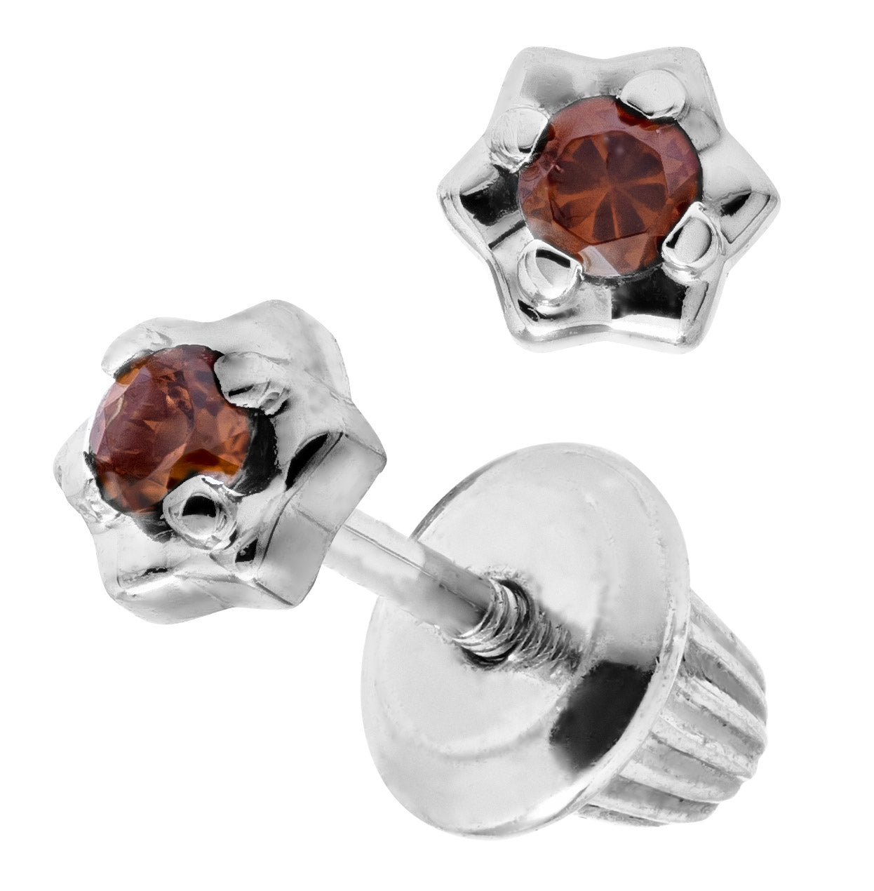 Silver Child's January Birthstone Earrings
