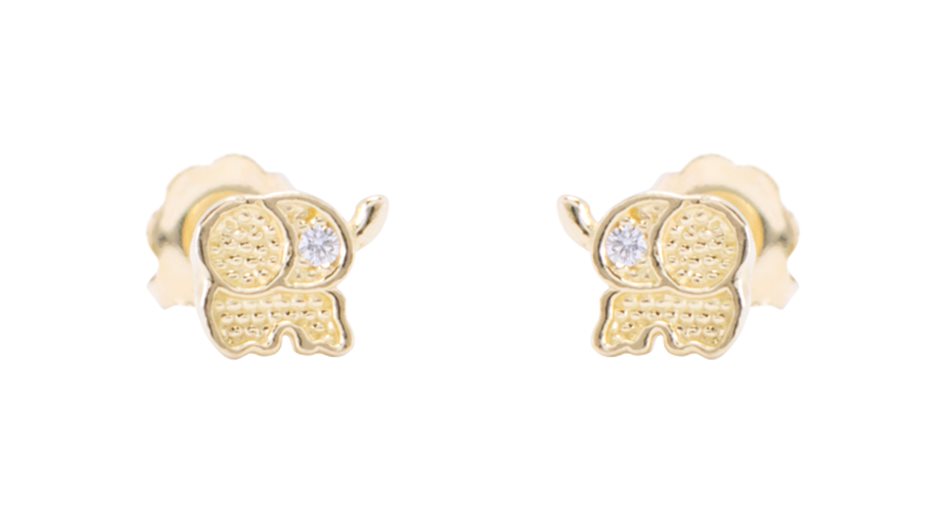 10k yellow gold elephant earrings
