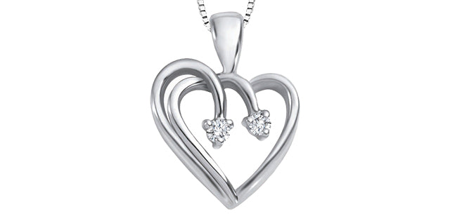 10 Karat 0.03TDW Diamond Heart Necklace, 18"
