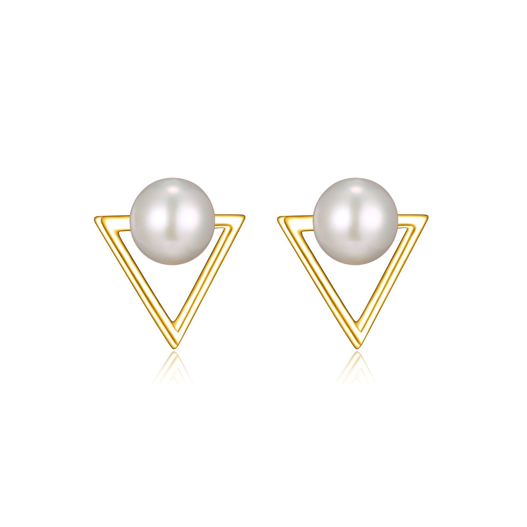 Reign Pearl Triangle Studs.