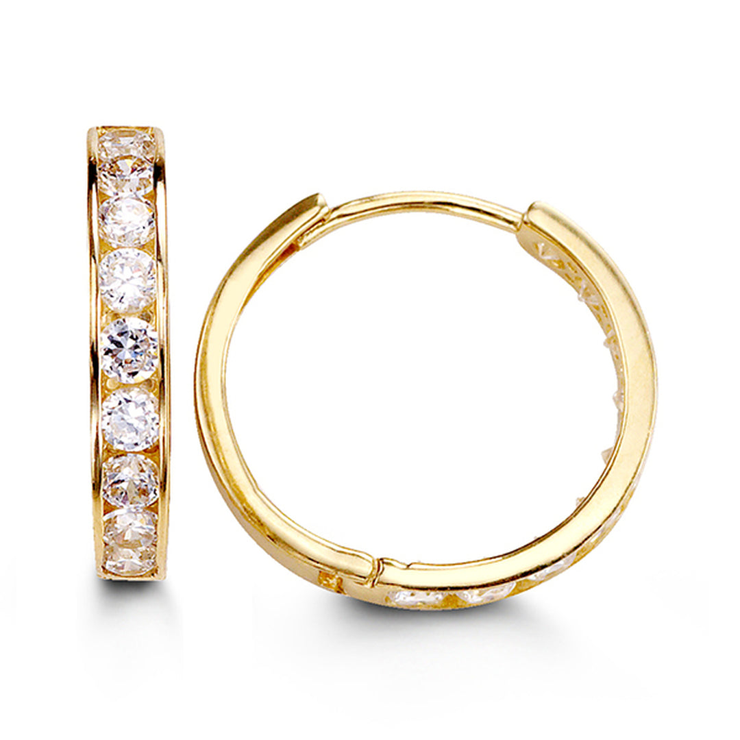 14K CZ Huggie Hoops