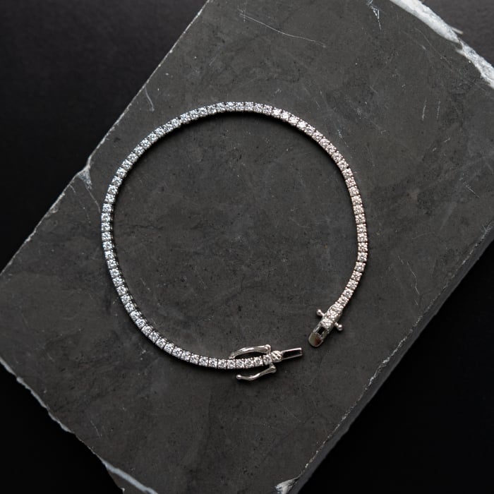 Lab-Grown Silver Tennis Bracelet, 2.00TDW