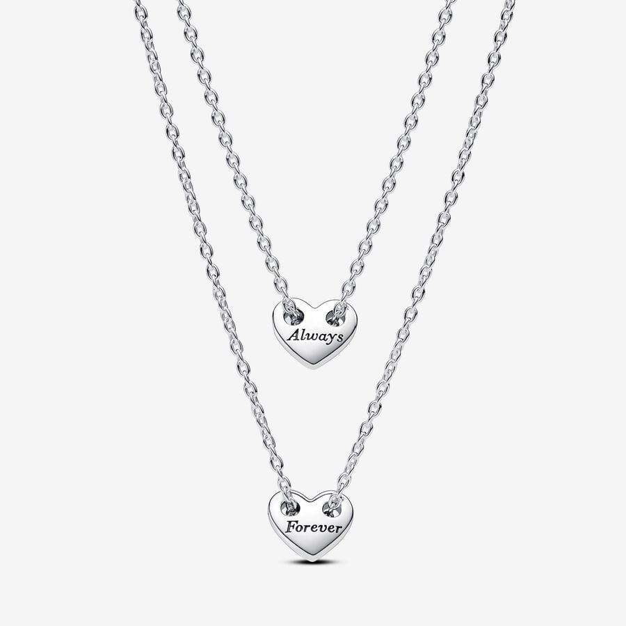 Pandora Forever & Always Splittable Heart Collier Necklaces, 17.7"