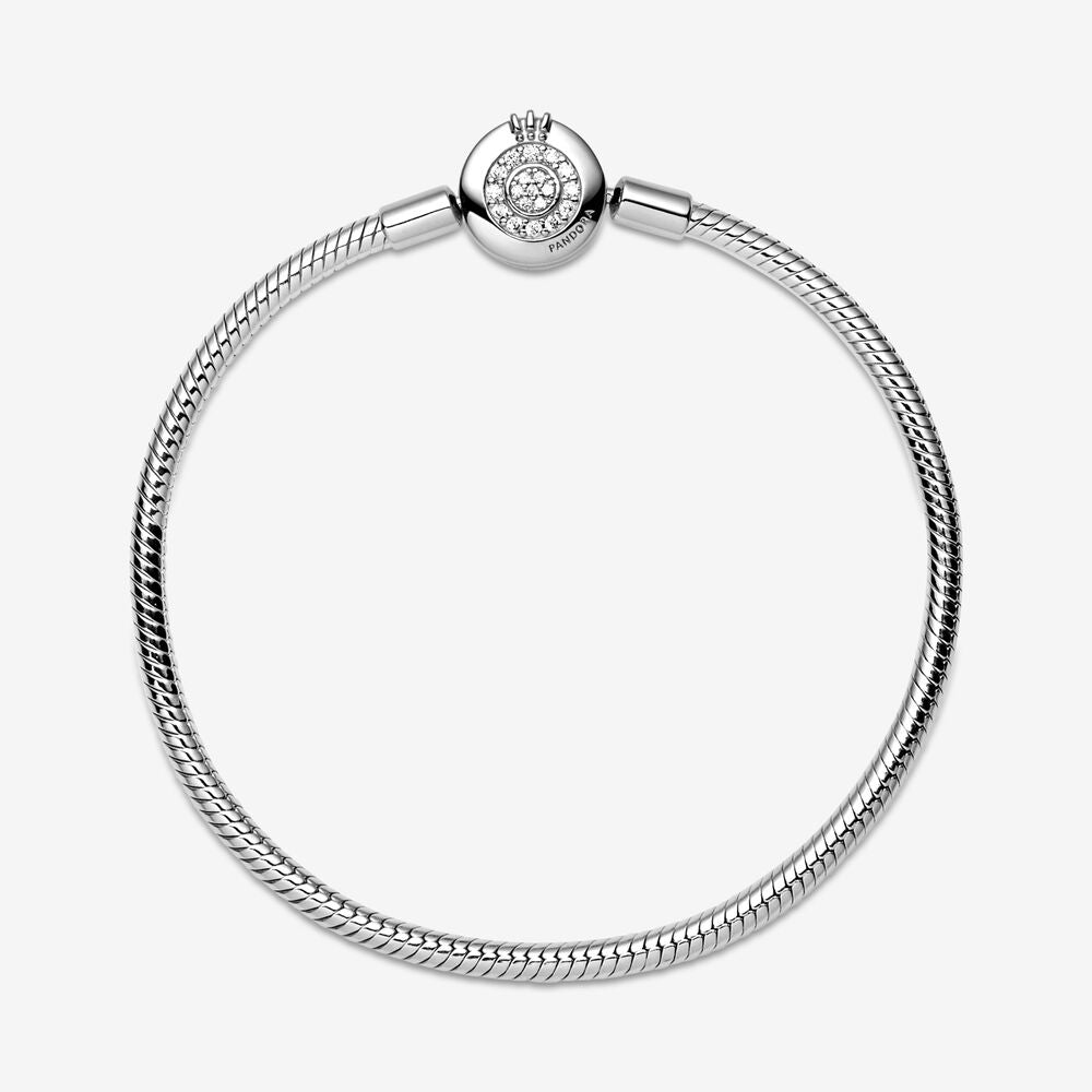 Pandora Moments Sparkling Crown O Snake Chain Bracelet, 7.1"