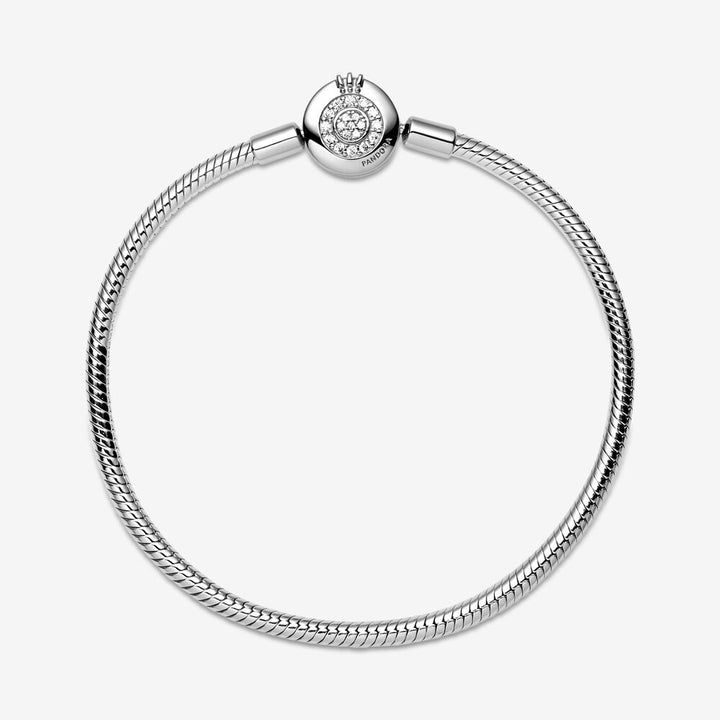 Pandora Moments Sparkling Crown O Snake Chain Bracelet, 7.1"