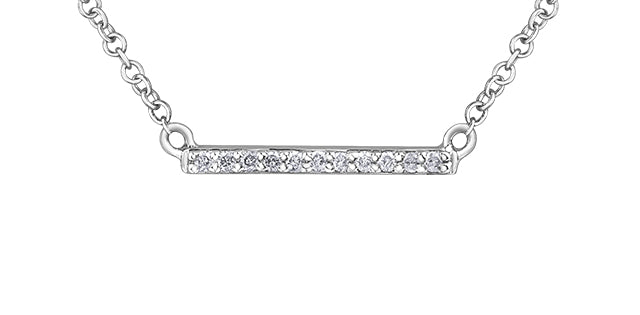 10 Karat 0.055TDW Diamond Bar Necklace, 18"