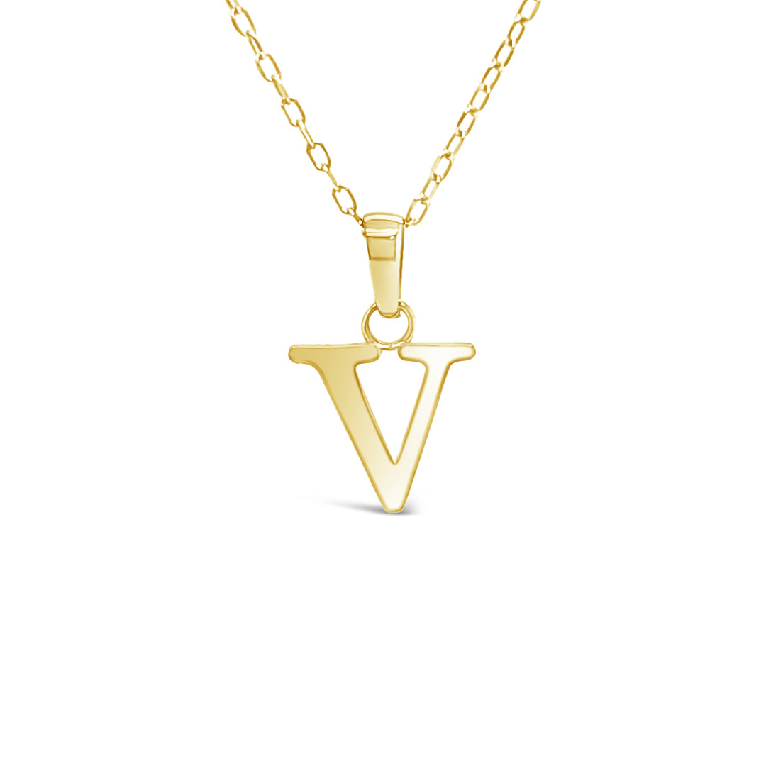 10KY "V" Inital Pendant