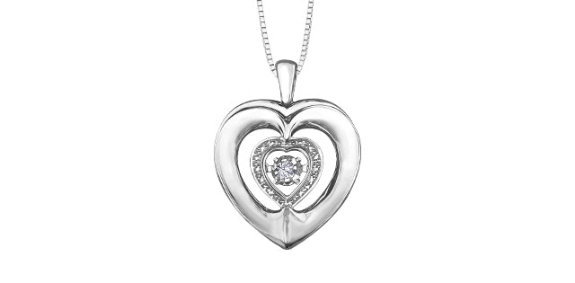 Sterling Silver 0.03TDW Diamond Heart Necklace, 18"