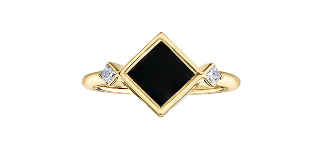 Maple Leaf Diamonds 10K Onyx & Diamond Ring