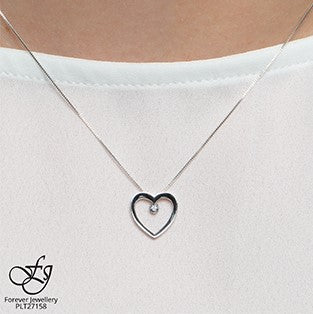 10 Karat 0.01TDW Diamond Heart Necklace, 18"