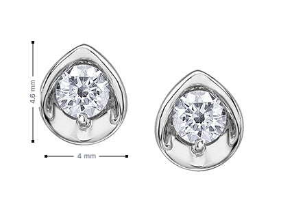 10 Karat Stud Earrings, 0.10 CT Center