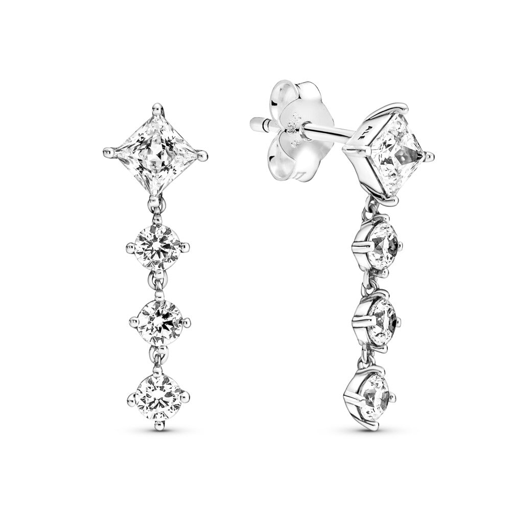 Pandora Sparkling Round & Square Drop Earrings