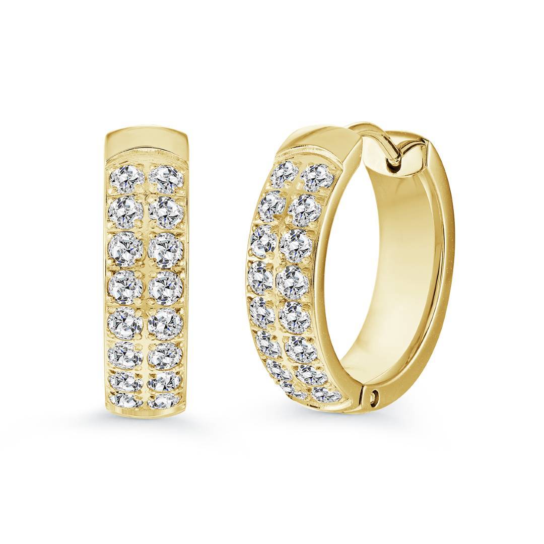 Double-Row CZ Huggie Hoop Earrings