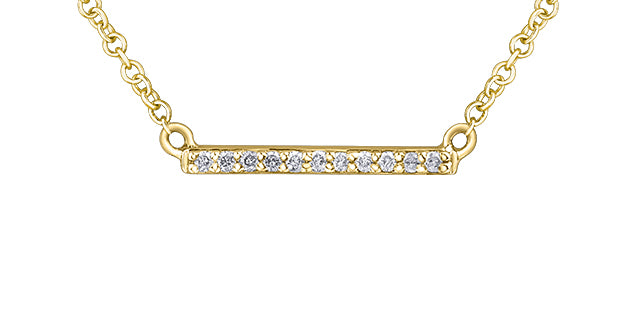 10 Karat 0.055TDW Diamond Bar Necklace, 19"