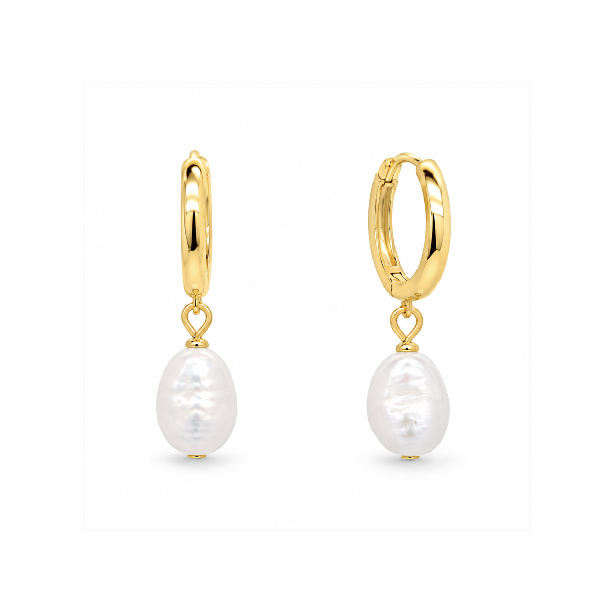 Gold Vermeil Huggie with Baroque Pearls