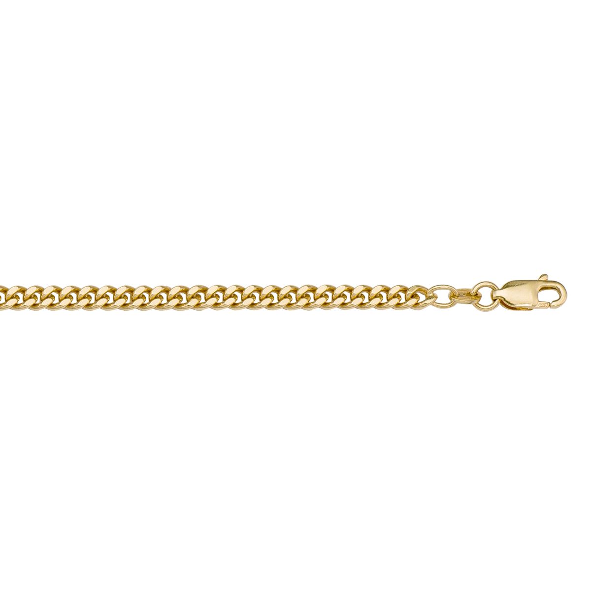 10K Yellow Curb Link Chain, 2.5MM