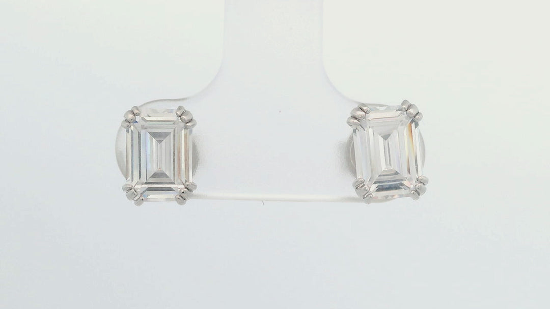 Emerald Cut CZ Stud Earrings