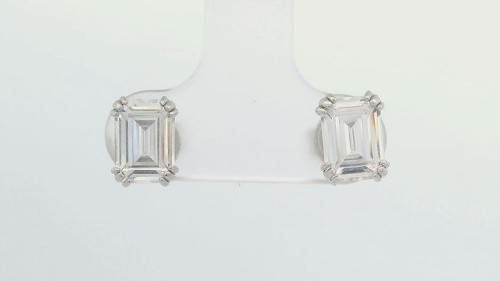Emerald Cut CZ Stud Earrings