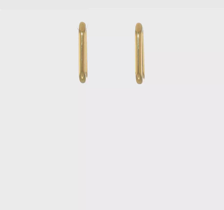 Gold IP Rectangular 20.5MM Hoop Earrings