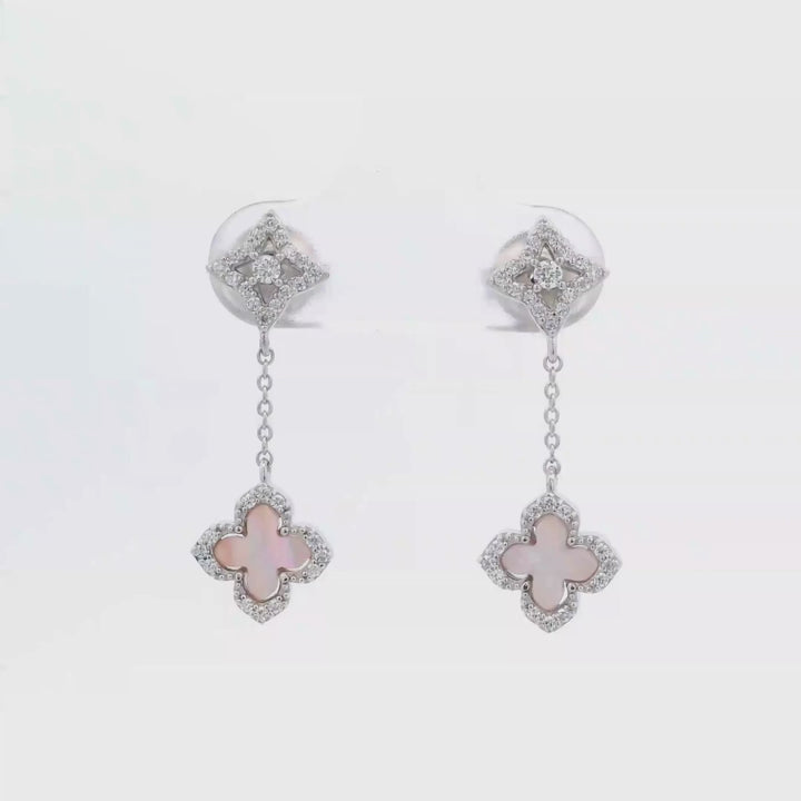 Fairwater MOP & CZ Clover Drop Earrings