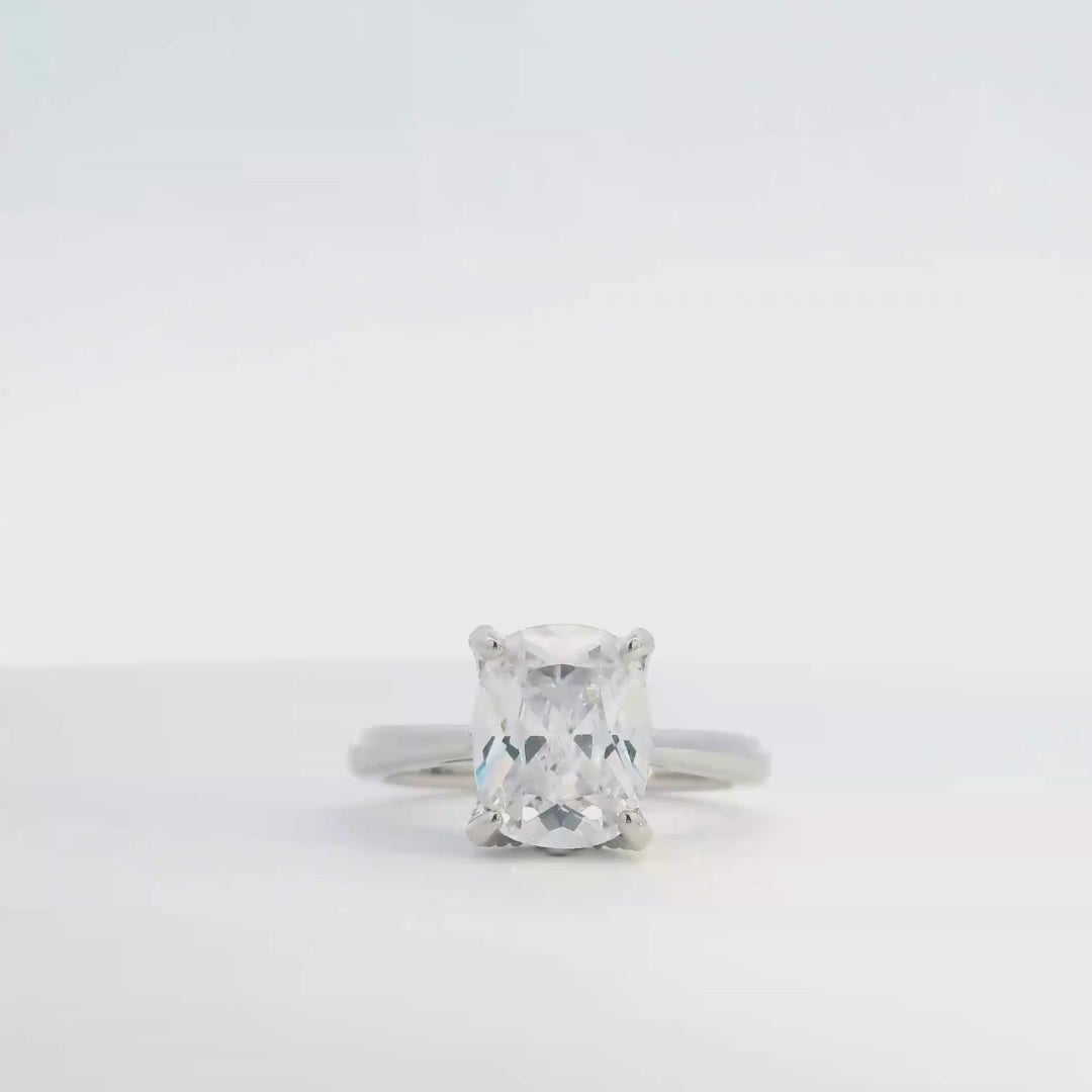 Cushion Cut CZ Solitaire Ring