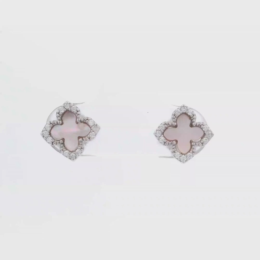 Sydney Soiree Fairwater Rhodium-Plated Sterling Silver Clover Studs