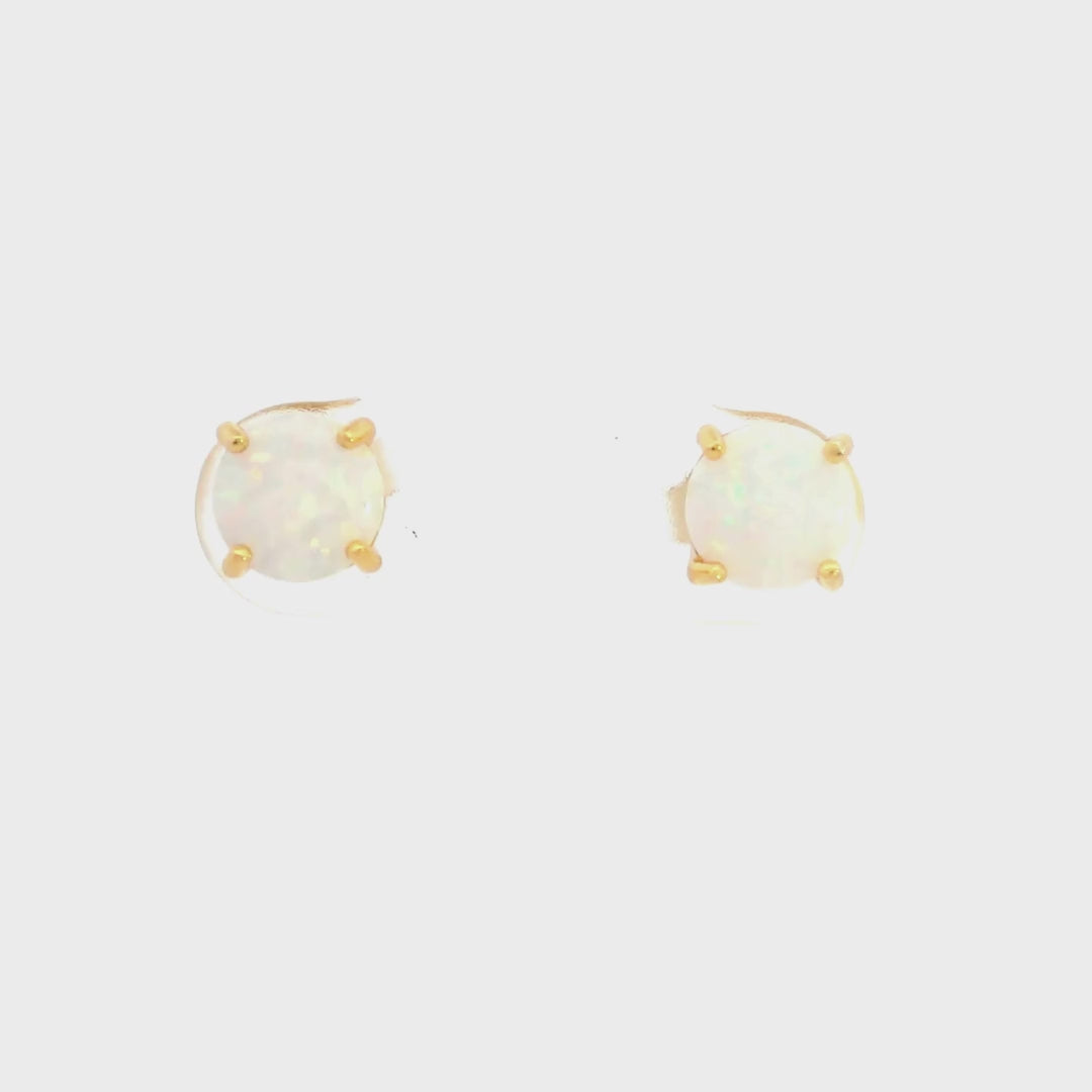 5MM Created Opal GP Stud Earrings