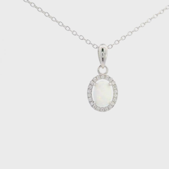 Opal Glow Blackwattle Rhodium-Plated Sterling Silver Pendant