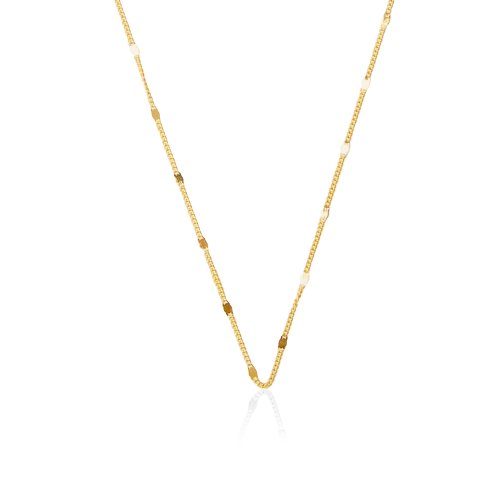 Sterling Silver Gold Plated Station Chain- 16"