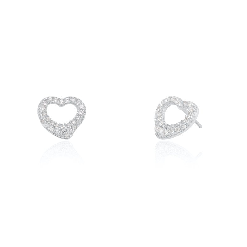 Open Heart CZ Stud Earrings